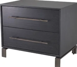 Casa Padrino Luxus Beistelltisch Anthrazitgrau / Bronzefarben 65 x 48 x H. 55 cm - Nachttisch mit 2 Schubladen - Luxus Möbel