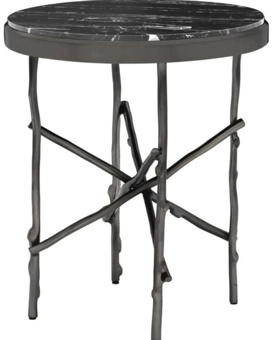 Casa Padrino Luxus Beistelltisch Bronze / Schwarz Ø 50,5 x H. 58,5 cm - Luxus Möbel