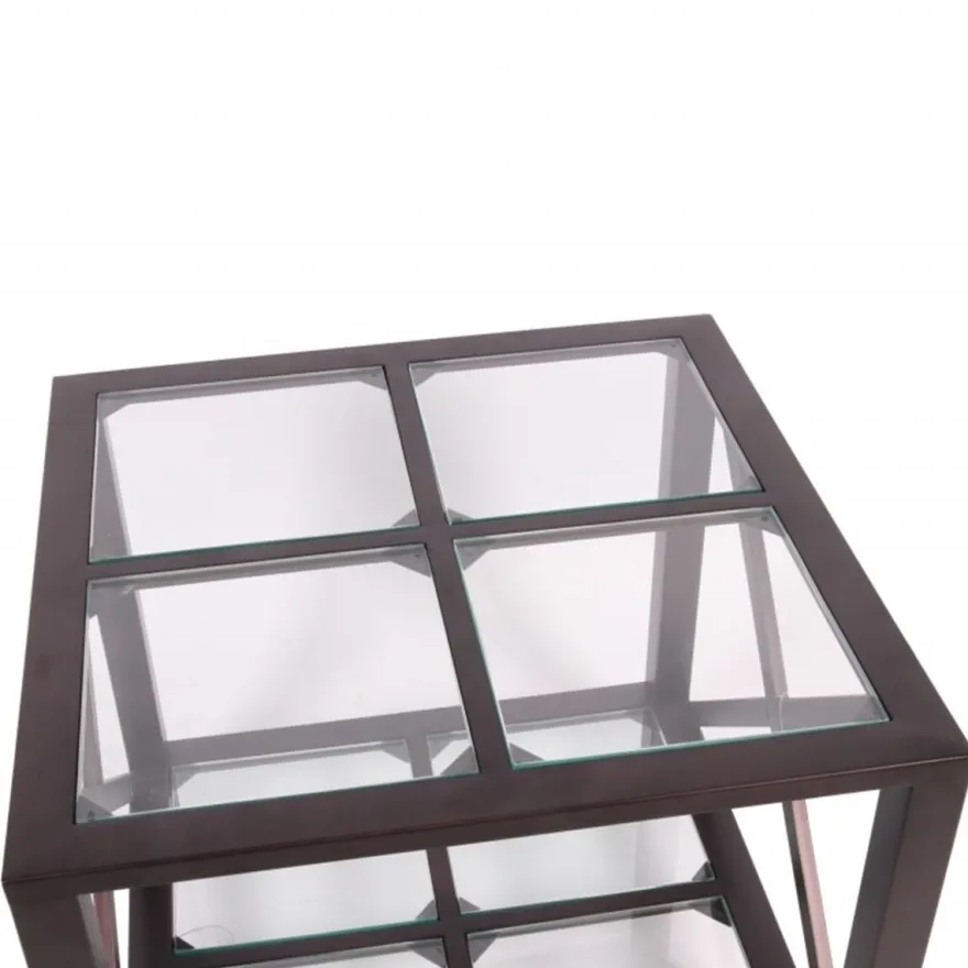 Casa Padrino Luxus Beistelltisch Schwarz 60 x 60 x H. 55 cm - Quadratischer Wohnzimmer Beistelltisch mit Glasplatte