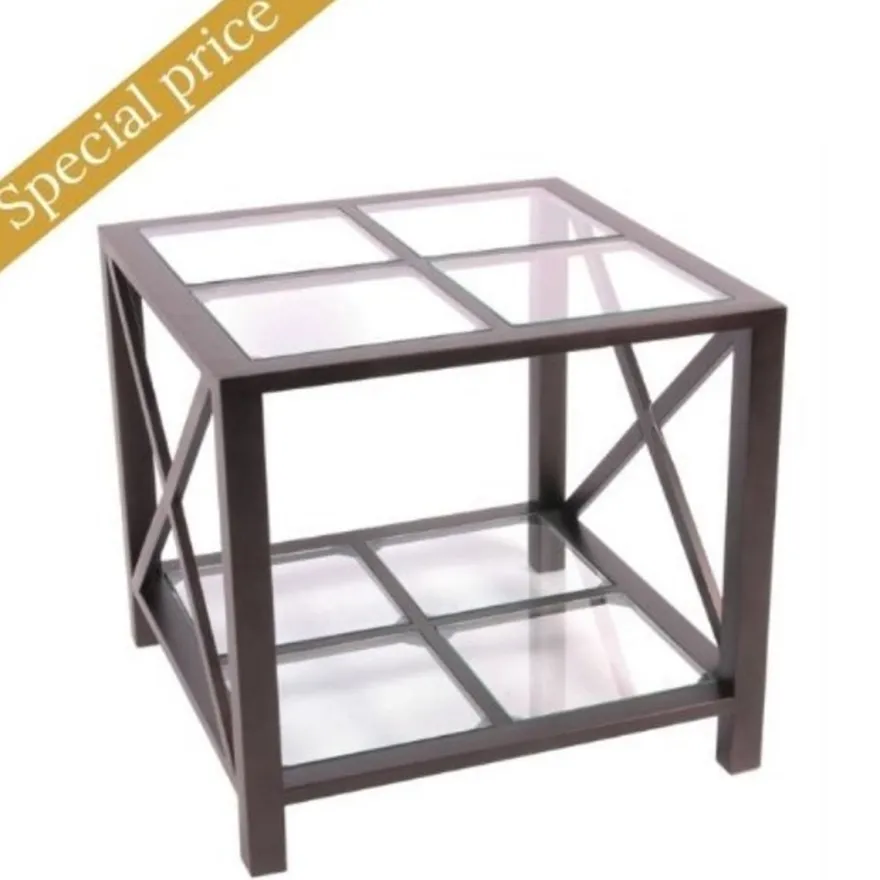 Casa Padrino Luxus Beistelltisch Schwarz 60 x 60 x H. 55 cm - Quadratischer Wohnzimmer Beistelltisch mit Glasplatte