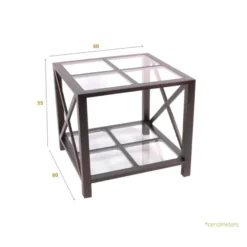 Casa Padrino Luxus Beistelltisch Schwarz 60 x 60 x H. 55 cm - Quadratischer Wohnzimmer Beistelltisch mit Glasplatte