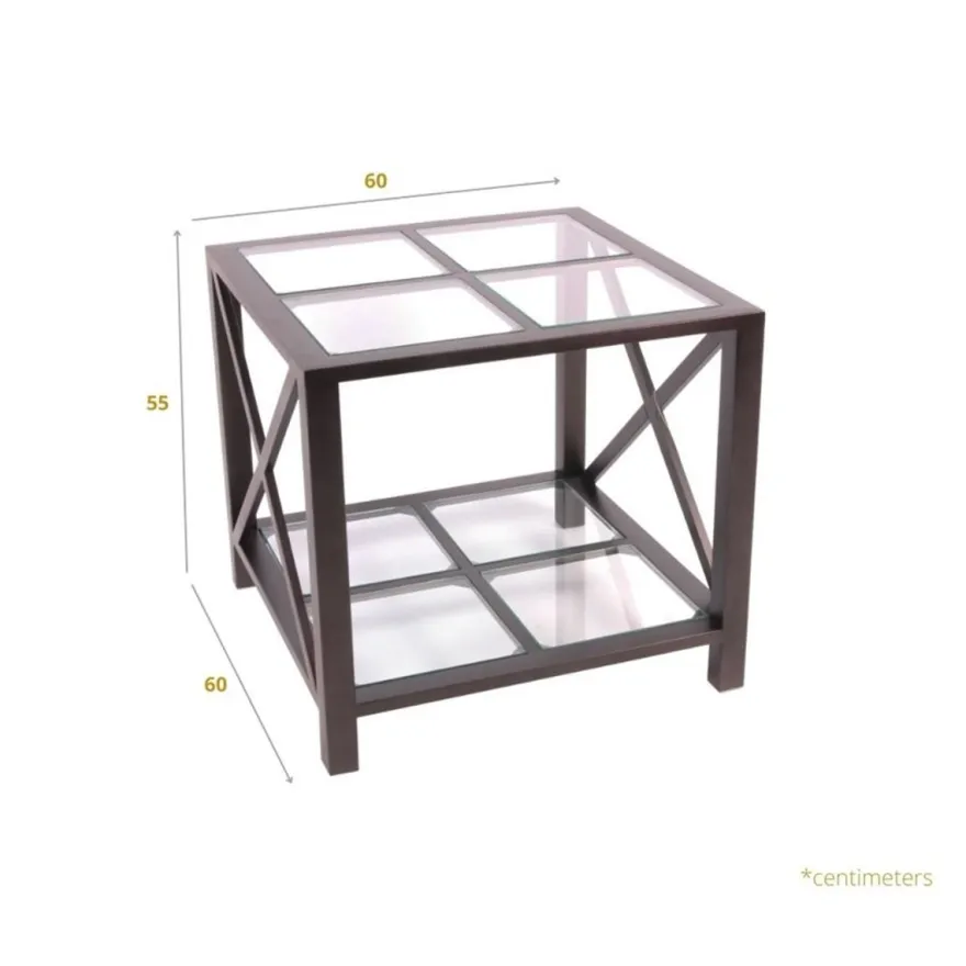 Casa Padrino Luxus Beistelltisch Schwarz 60 x 60 x H. 55 cm - Quadratischer Wohnzimmer Beistelltisch mit Glasplatte
