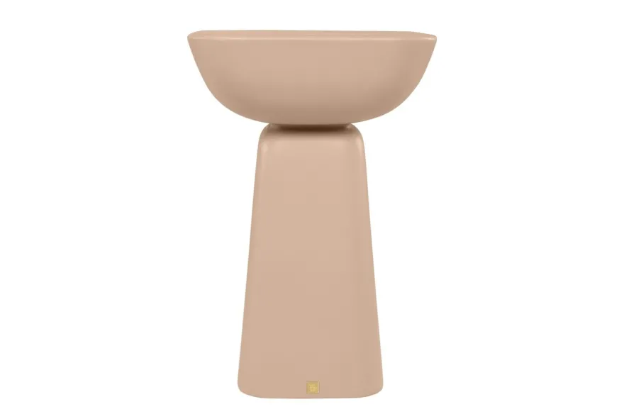 Casa Padrino Luxus Beistelltisch Terrakotta 40 x 40 x H. 60 cm - Beistelltisch aus Faserbeton mit gestapelten balancierenden Formen - Luxus Möbel