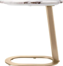 Casa Padrino Luxus Beistelltisch Weiß-Braun / Messing 49 x 34 x H. 50 cm - Edelstahl Tisch mit Marmorplatte - Wohnzimmer Möbel - Luxus Möbel - Wohnzimmer Einrichtung - Luxus Qualität
