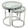 Casa Padrino Luxus Beistelltisch 2er Set Silber Ø 55 x H. 55 cm - Runde Edelstahl Satztische mit Glasplatten