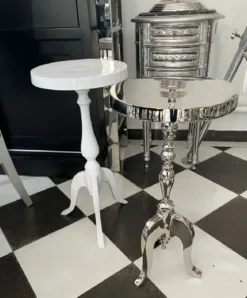 Casa Padrino Luxus Beistelltisch Weiß Ø 28 x H. 60 cm - Runder Aluminium Tisch - Wohnzimmer Möbel - Aluminium Möbel - Luxus Möbel
