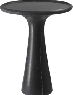 Casa Padrino Luxus Beistelltisch Schwarz Ø 46,5 x H. 60 cm - Runder Beistelltisch aus hochwertigem Marmor - Luxus Wohnzimmer Möbel