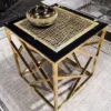 Casa Padrino Luxus Beistelltisch mit Glasplatte Gold / Schwarz 45 x 45 x H. 43 cm - Wohnzimmer Möbel - Luxus Möbel