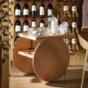 Casa Padrino Luxus Beistelltisch mit Rädern Naturfarben / Schwarz - Made in Italy