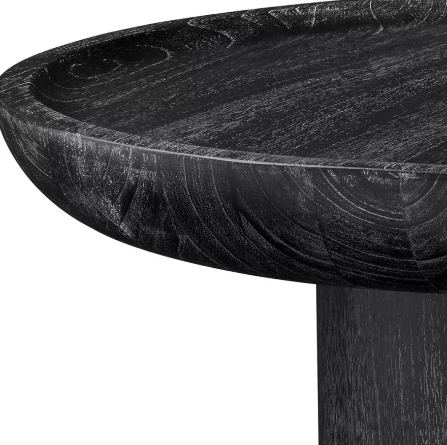 Casa Padrino Luxus Beistelltisch Schwarzgrau Ø 64,5 x H. 46 cm - Runder Massivholz Tisch - Massivholz Wohnzimmer Möbel - Luxus Qualität