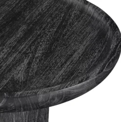 Casa Padrino Luxus Beistelltisch Schwarzgrau Ø 64,5 x H. 46 cm - Runder Massivholz Tisch - Massivholz Wohnzimmer Möbel - Luxus Qualität