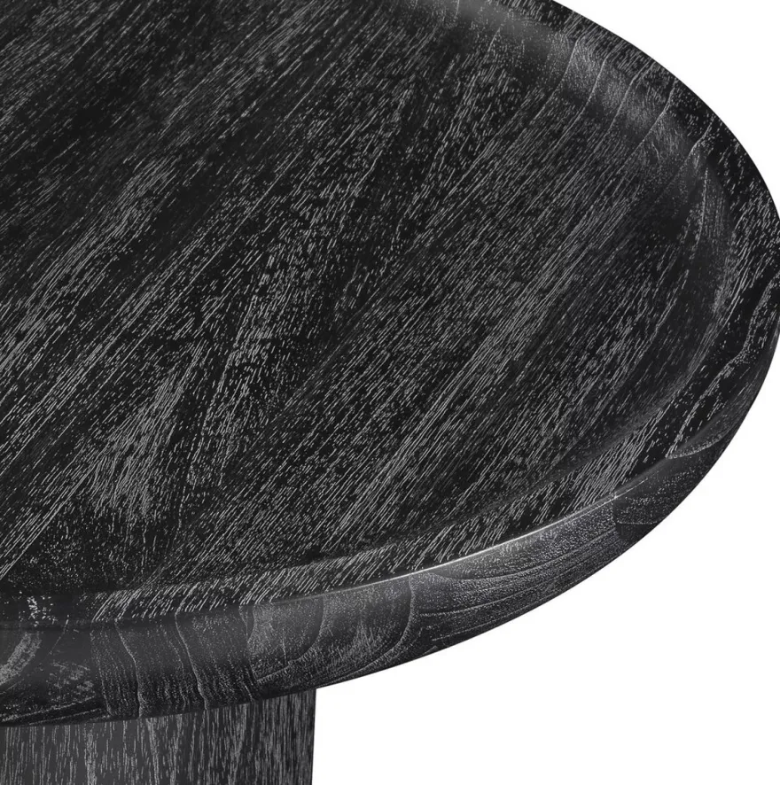 Casa Padrino Luxus Beistelltisch Schwarzgrau Ø 64,5 x H. 46 cm - Runder Massivholz Tisch - Massivholz Wohnzimmer Möbel - Luxus Qualität