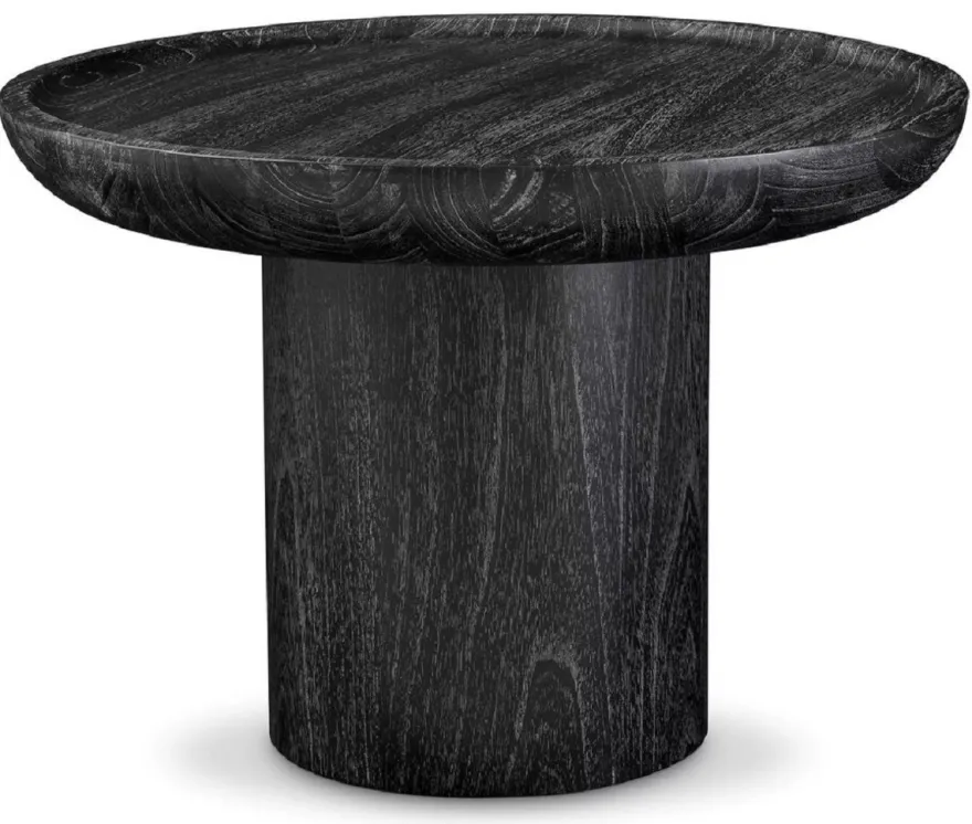 Casa Padrino Luxus Beistelltisch Schwarzgrau Ø 64,5 x H. 46 cm - Runder Massivholz Tisch - Massivholz Wohnzimmer Möbel - Luxus Qualität