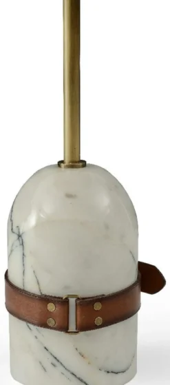 Casa Padrino Luxus Beistelltisch Braun / Messing / Weiß Ø 29,5 x H. 51,5 cm - Runder Tisch mit Marmorfuß - Wohnzimmer Möbel - Luxus Möbel