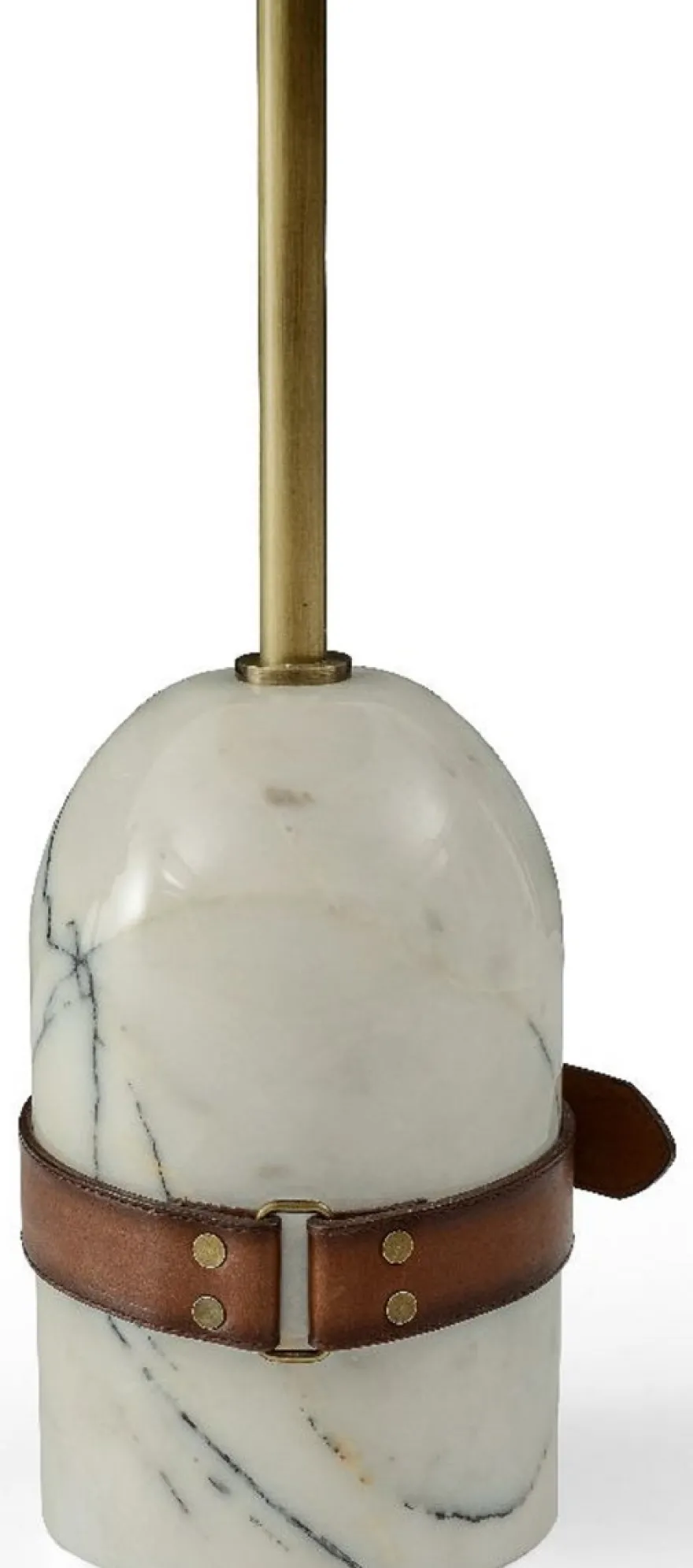 Casa Padrino Luxus Beistelltisch Braun / Messing / Weiß Ø 29,5 x H. 51,5 cm - Runder Tisch mit Marmorfuß - Wohnzimmer Möbel - Luxus Möbel