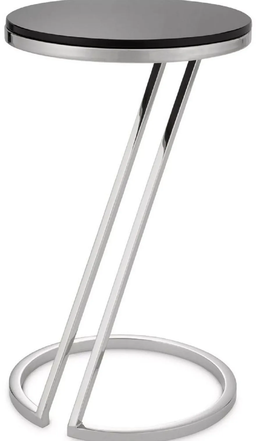 Casa Padrino Luxus Beistelltisch Silber / Grau Ø 36 x H. 60 cm - Edelstahl Tisch mit Glasplatte - Wohnzimmer Möbel - Luxus Möbel - Luxus Einrichtung - Luxus Interior