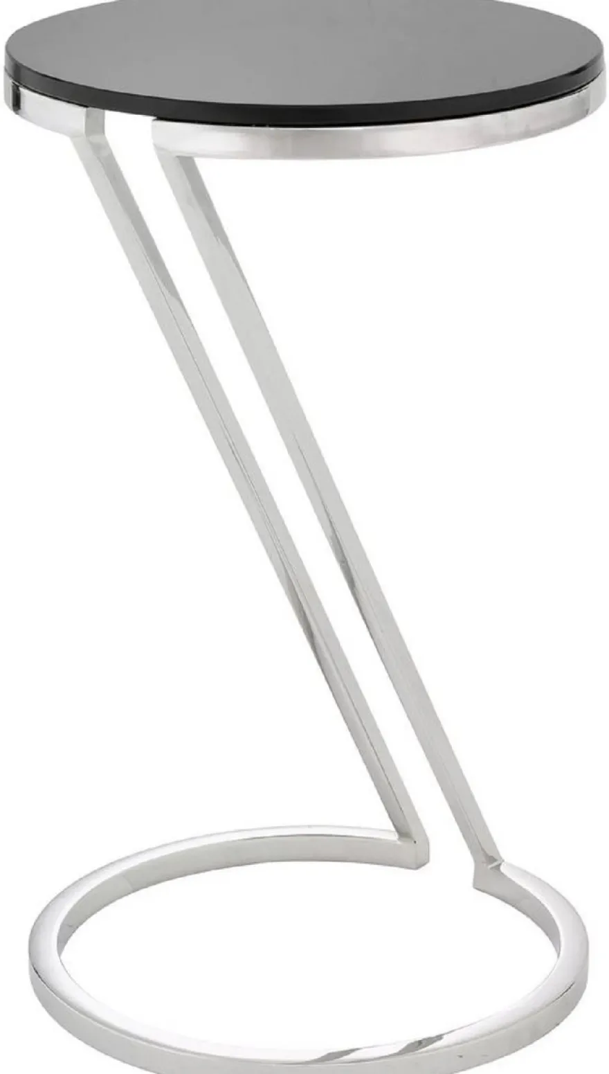 Casa Padrino Luxus Beistelltisch Silber / Grau Ø 36 x H. 60 cm - Edelstahl Tisch mit Glasplatte - Wohnzimmer Möbel - Luxus Möbel - Luxus Einrichtung - Luxus Interior