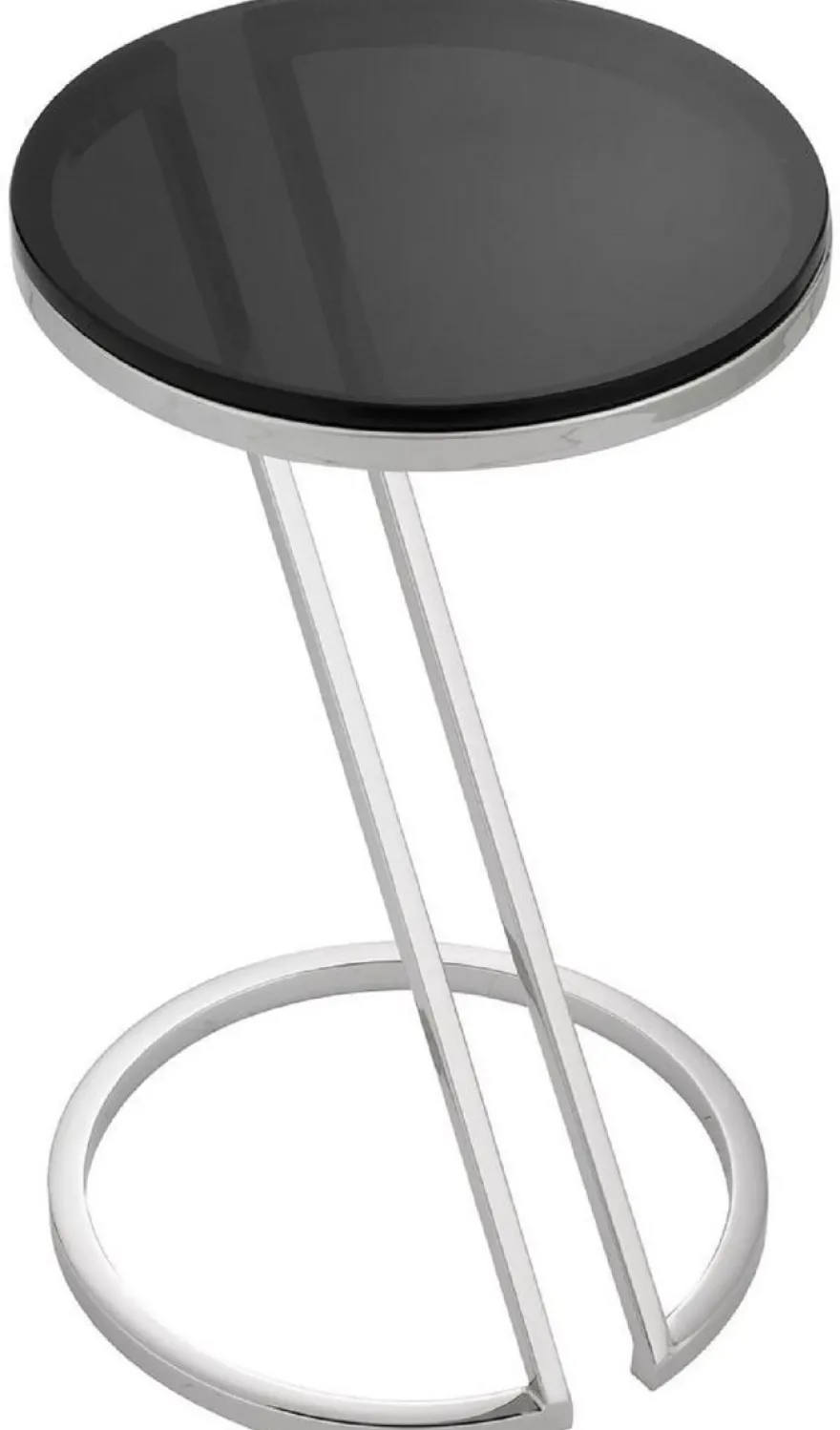 Casa Padrino Luxus Beistelltisch Silber / Grau Ø 36 x H. 60 cm - Edelstahl Tisch mit Glasplatte - Wohnzimmer Möbel - Luxus Möbel - Luxus Einrichtung - Luxus Interior
