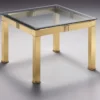 Casa Padrino Luxus Beistelltisch Messingfarben 70 x 70 x H. 48 cm - Quadratischer Messing Tisch mit Glasplatte - Luxus Wohnzimmer Möbel