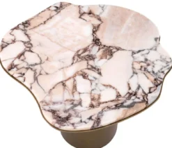 Casa Padrino Luxus Beistelltisch Mehrfarbig / Messing 58,5 x 60,5 x H. 51 cm - Edelstahl Tisch mit Marmorplatte - Wohnzimmer Möbel - Luxus Möbel - Wohnzimmer Einrichtung - Luxus Qualität