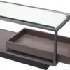 Casa Padrino Luxus Beistelltisch Bronze / Grau 90 x 42 x H. 44 cm - Rechteckiger Tisch mit Glasplatte und edlem Furnier - Wohnzimmer Möbel - Luxus Möbel - Luxus Einrichtung