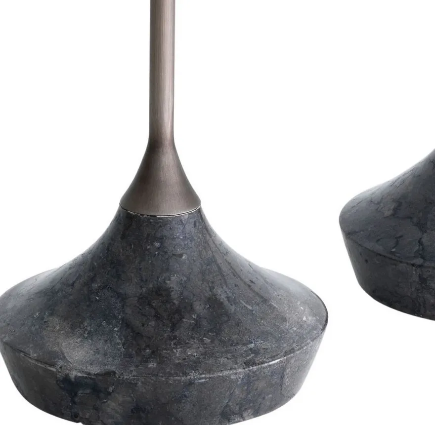 Casa Padrino Luxus Beistelltisch Set Grau / Bronze Ø 35 cm - Runde Marmor Tische - Luxus Wohnzimmer Möbel