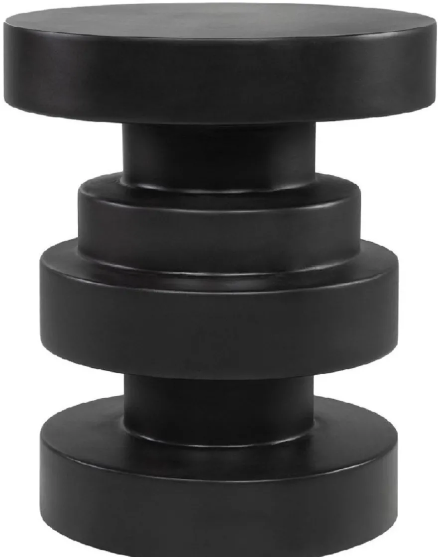 Casa Padrino Luxus Beistelltisch / Hocker Schwarz Ø 38 x H. 45 cm - Runder Glasfaserverstärkter Tisch / Sitzhocker - Wohnzimmer Möbel - Luxus Möbel - Luxus Interior