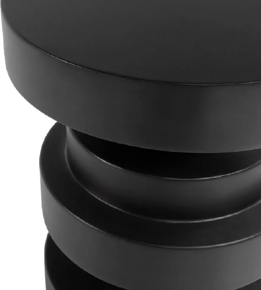 Casa Padrino Luxus Beistelltisch / Hocker Schwarz Ø 38 x H. 45 cm - Runder Glasfaserverstärkter Tisch / Sitzhocker - Wohnzimmer Möbel - Luxus Möbel - Luxus Interior