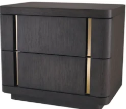 Casa Padrino Luxus Beistelltisch mit 2 Schubladen Mokka / Messing 65 x 46 x H. 56 cm - Luxus Kollektion
