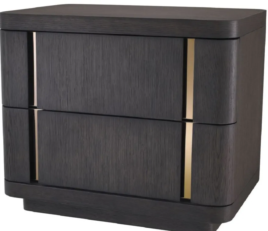 Casa Padrino Luxus Beistelltisch mit 2 Schubladen Mokka / Messing 65 x 46 x H. 56 cm - Luxus Kollektion
