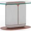 Casa Padrino Luxus Beistelltisch Weiß / Kupfer 60 x 40 x H. 40 cm - Ovaler Tisch mit Glasplatte - Wohnzimmer Möbel - Hotel Möbel - Luxus Möbel