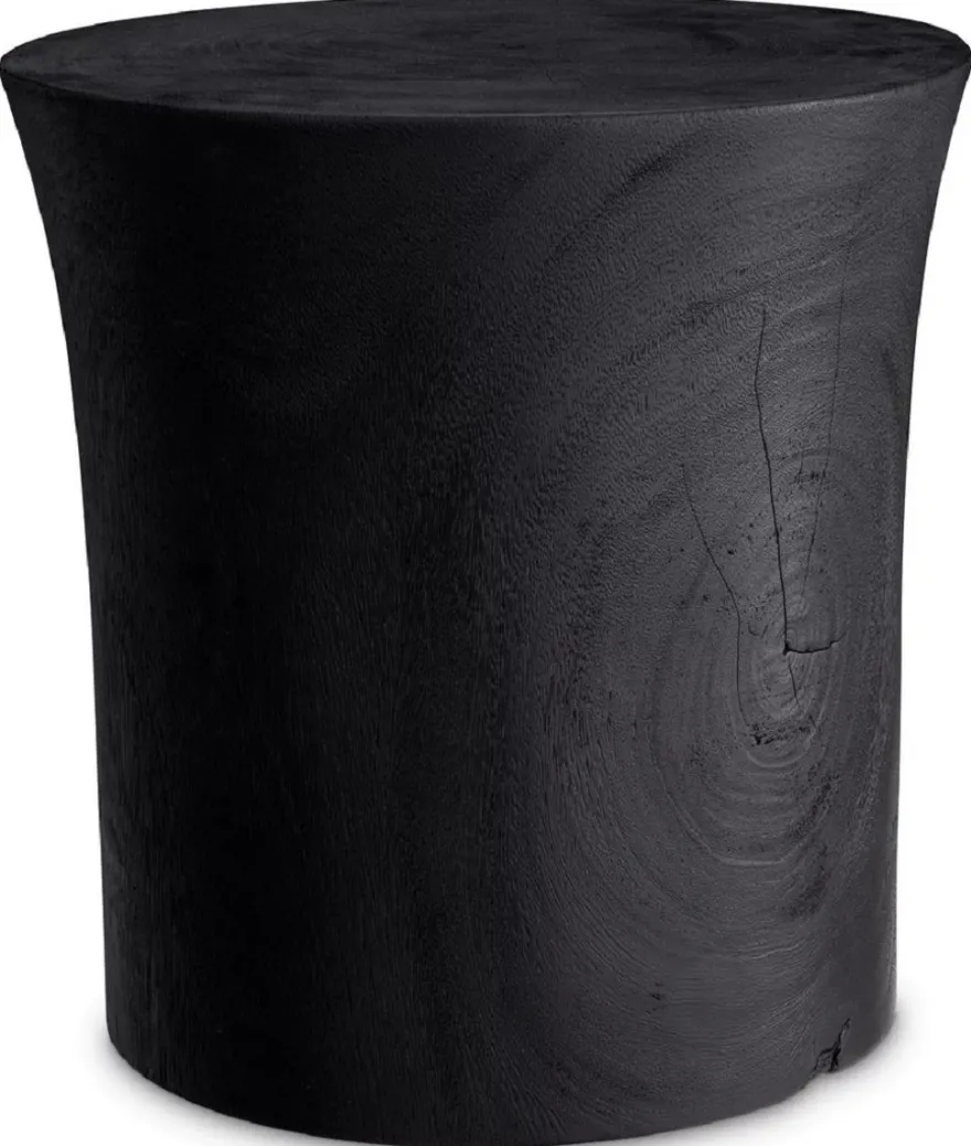 Casa Padrino Luxus Beistelltisch Schwarz Ø 39 x H. 41,5 cm - Runder Massivholz Tisch - Luxus Möbel - Wohnzimmer Möbel - Luxus Einrichtung - Wohnzimmer Einrichtung