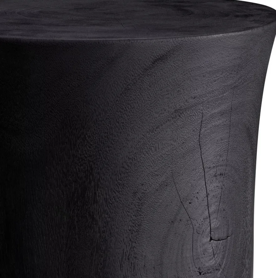 Casa Padrino Luxus Beistelltisch Schwarz Ø 39 x H. 41,5 cm - Runder Massivholz Tisch - Luxus Möbel - Wohnzimmer Möbel - Luxus Einrichtung - Wohnzimmer Einrichtung