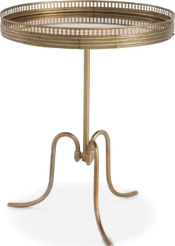 Casa Padrino Luxus Beistelltisch Vintage Messing Ø 46 x H. 56,5 cm - Runder Messing Tisch mit antikem Spiegelglas - Wohnzimmer Möbel - Luxus Möbel - Luxus Einrichtung - Luxus Interior