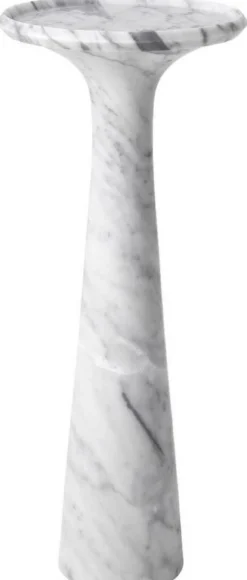 Casa Padrino Luxus Beistelltisch Weiß Ø 30 x H. 71,5 cm - Runder Beistelltisch aus hochwertigem Carrara Marmor - Luxus Möbel