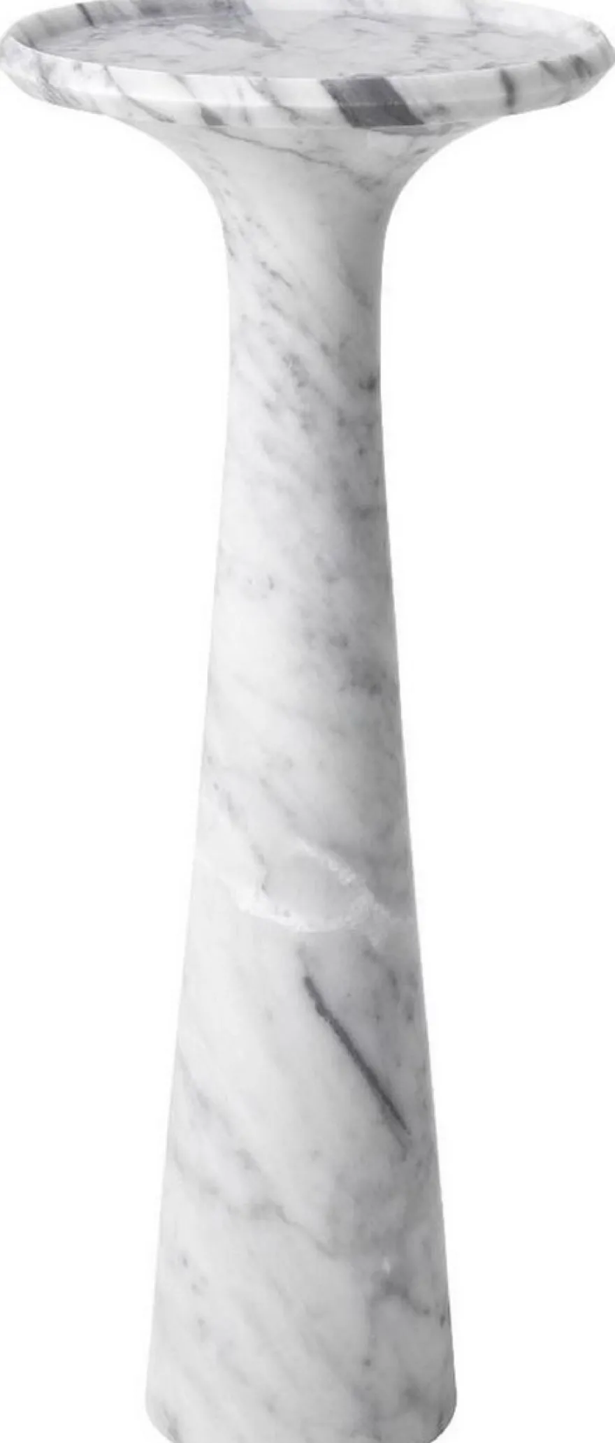 Casa Padrino Luxus Beistelltisch Weiß Ø 30 x H. 71,5 cm - Runder Beistelltisch aus hochwertigem Carrara Marmor - Luxus Möbel