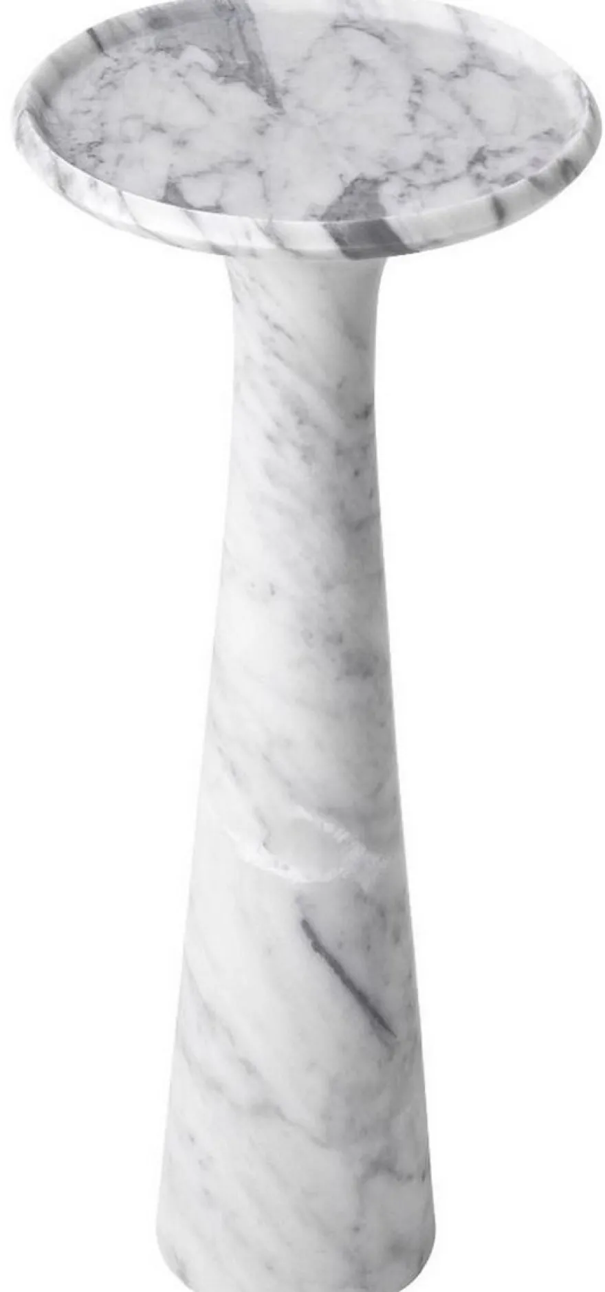 Casa Padrino Luxus Beistelltisch Weiß Ø 30 x H. 71,5 cm - Runder Beistelltisch aus hochwertigem Carrara Marmor - Luxus Möbel