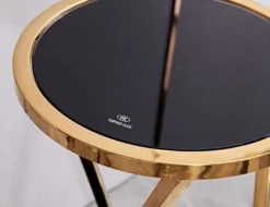 Casa Padrino Luxus Beistelltisch Gold / Schwarz Ø 35 x H. 50 cm - Runder Edelstahl Blumentisch mit getönten Glasplatten - Wohnzimmer Möbel - Luxus Möbel