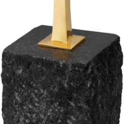 Casa Padrino Luxus Beistelltisch Messing / Schwarz 35 x 25 x H. 54,5 cm - Messing Tisch mit Granitsockel - Luxus Möbel - Wohnzimmer Möbel - Luxus Einrichtung - Wohnzimmer Einrichtung