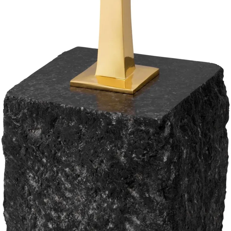 Casa Padrino Luxus Beistelltisch Messing / Schwarz 35 x 25 x H. 54,5 cm - Messing Tisch mit Granitsockel - Luxus Möbel - Wohnzimmer Möbel - Luxus Einrichtung - Wohnzimmer Einrichtung