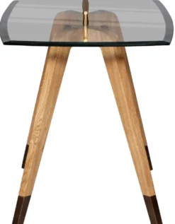 Casa Padrino Luxus Beistelltisch Naturfarben / Braun / Messingfarben 60 x 40 x H. 53 cm - Moderner Tisch mit Glasplatte und Tragegriff - Wohnzimmer Möbel - Luxus Kollektion