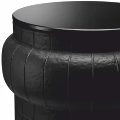 Casa Padrino Luxus Beistelltisch mit Glasplatte Schwarz H. 52 cm - Luxus Möbel