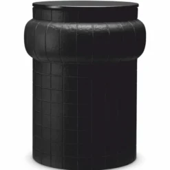 Casa Padrino Luxus Beistelltisch mit Glasplatte Schwarz H. 52 cm - Luxus Möbel