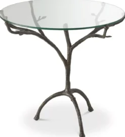 Casa Padrino Luxus Beistelltisch Bronzefarben Ø 79,5 x H. 75 cm - Runder Dreibein Messing Tisch mit Glasplatte - Wohnzimmer Möbel - Luxus Möbel