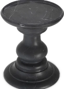 Casa Padrino Luxus Beistelltisch Schwarz Ø 33 x H. 39,5 cm - Runder Beistelltisch aus hochwertigem Marmor - Luxus Marmor Möbel