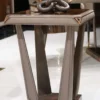Casa Padrino Luxus Beistelltisch Dunkelbraun / Grau / Kupfer - Quadratischer Massivholz Tisch - Wohnzimmer Möbel - Wohnzimmer Einrichtung - Luxus Möbel - Luxus Einrichtung - Luxus Qualität