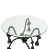 Casa Padrino Luxus Beistelltisch Metall / Glas Tauseil Optik Anthrazit - Ø 75 x H 72,5 cm