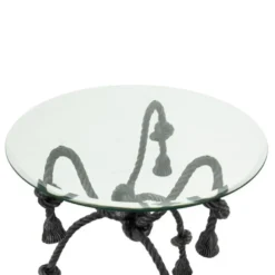 Casa Padrino Luxus Beistelltisch Metall / Glas Tauseil Optik Anthrazit - Ø 75 x H 72,5 cm
