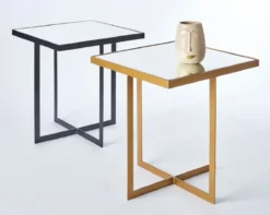Casa Padrino Luxus Beistelltisch Bronze 51 x 51 x H. 55 cm - Metall Tisch mit Spiegelglas Tischplatte - Luxus Möbel
