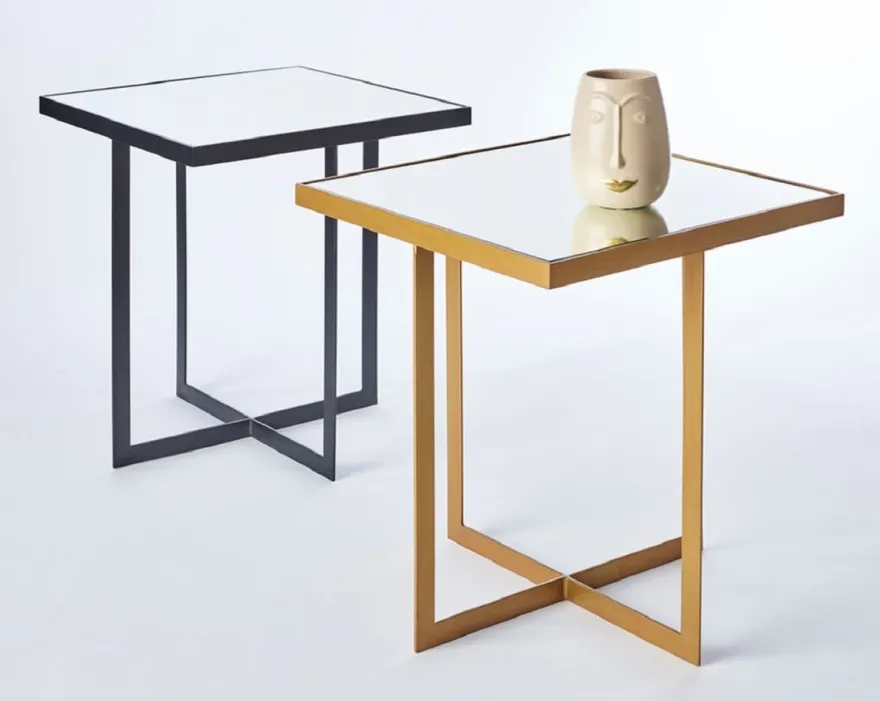 Casa Padrino Luxus Beistelltisch Bronze 51 x 51 x H. 55 cm - Metall Tisch mit Spiegelglas Tischplatte - Luxus Möbel